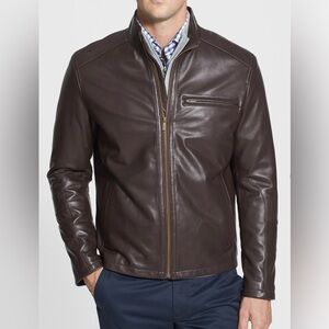 Cole Haan Lambskin Leather Moto Jacket